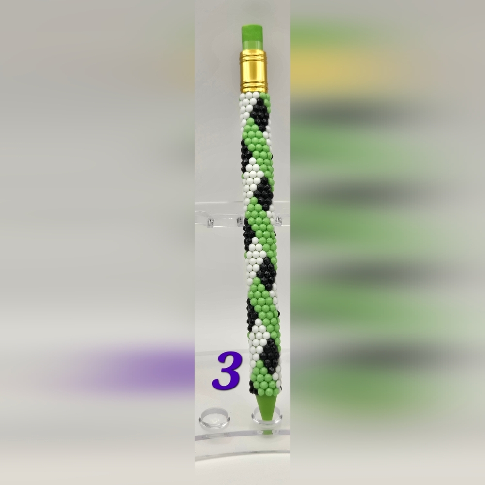 Hand Placed Rhinestone Beaded Pencils - Picture 2 of 4